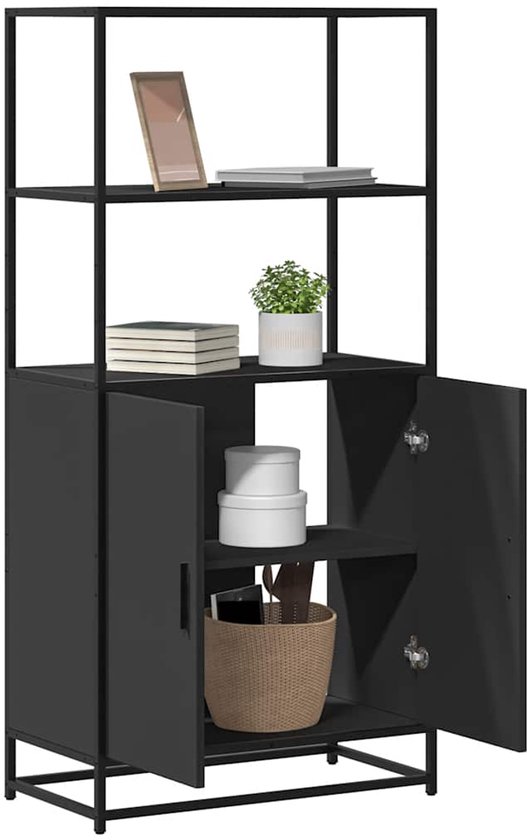 Hoge kast 92x33x180 cm bewerkt hout zwart | -nl