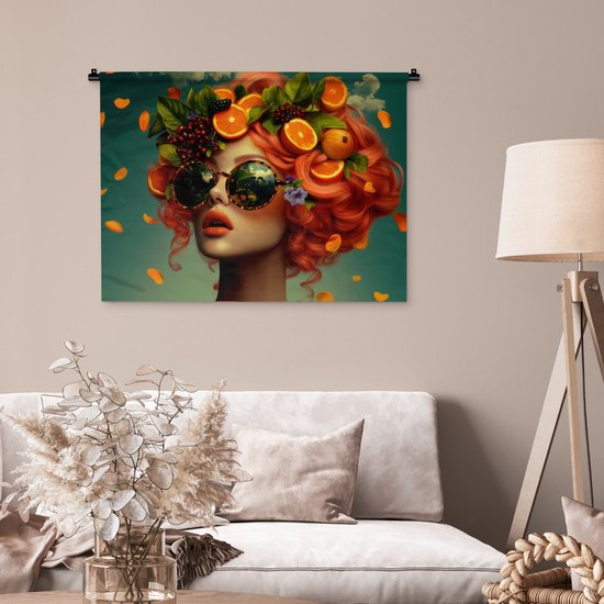Tapisserie murale 90x67,5 cm - Femme - Orange - Baies - Oranje - Tapisserie murale - Tapisseries