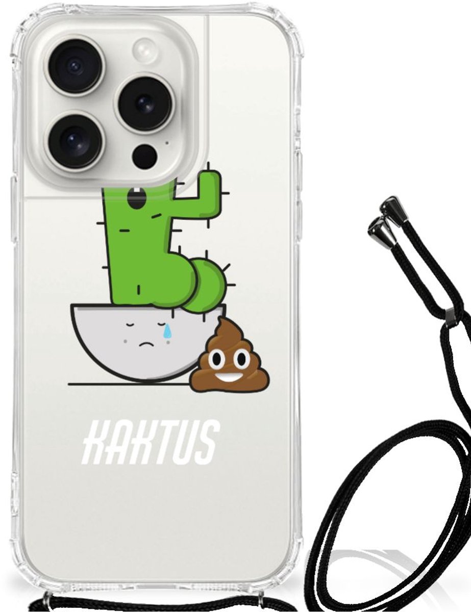 iPhone 15 Pro Stevig Bumper Hoesje Cactus Poo
