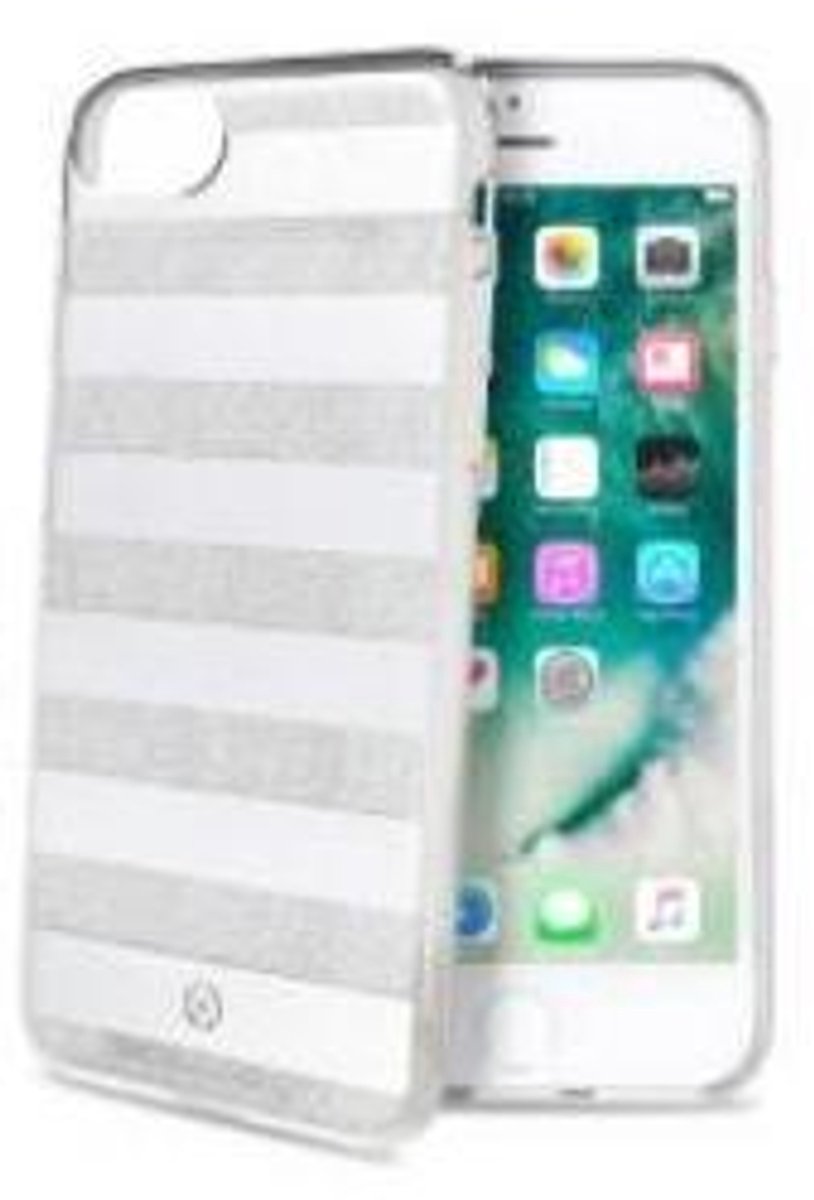 Celly Stripes Back Case/Cover Apple iPhone 7/6S/6 Zilver