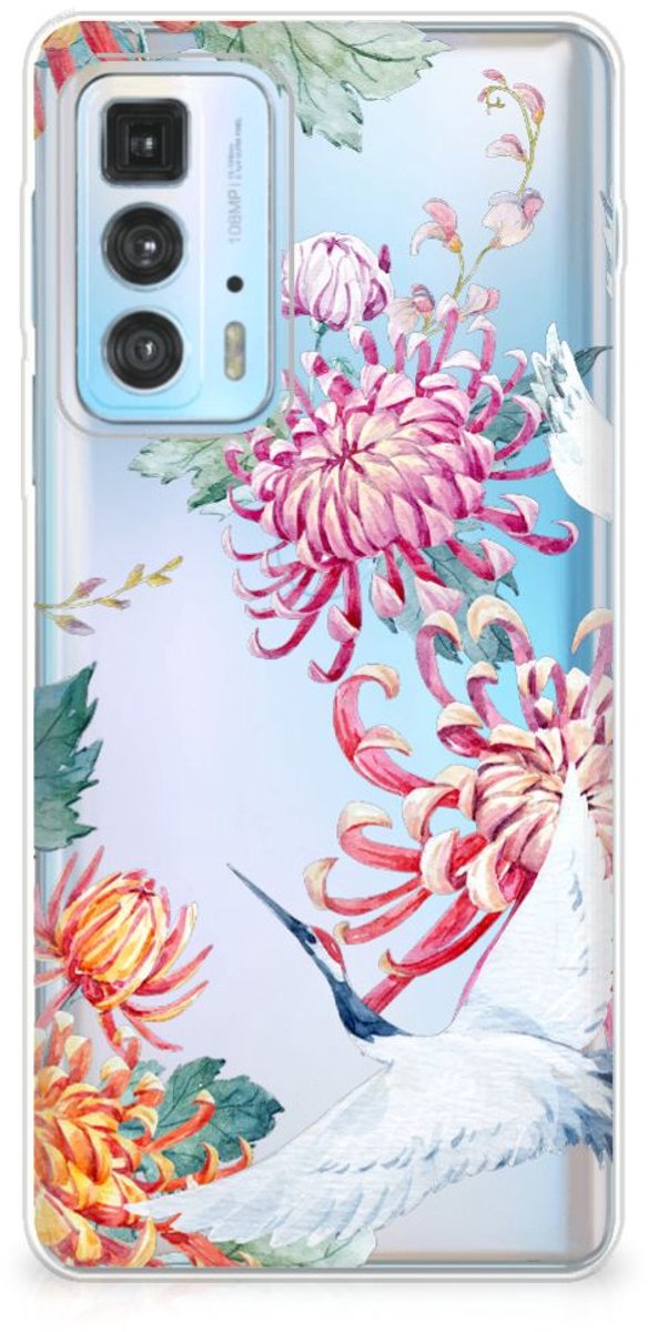 Motorola Edge 20 Pro TPU Hoesje Bird Flowers
