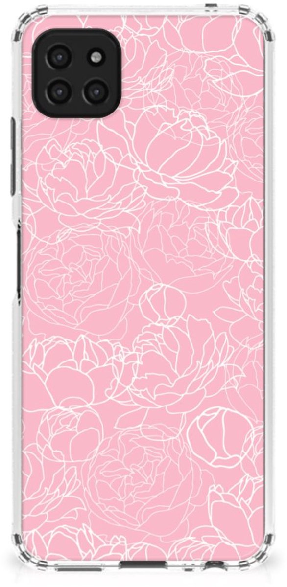 Back Cover voor Samsung Galaxy A22 5G Case White Flowers