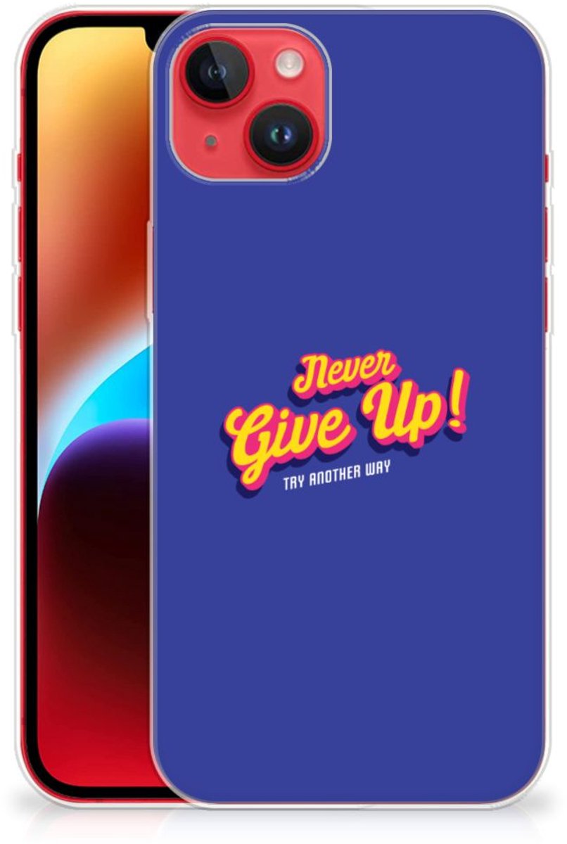 iPhone 14 Plus Siliconen hoesje met naam Never Give Up
