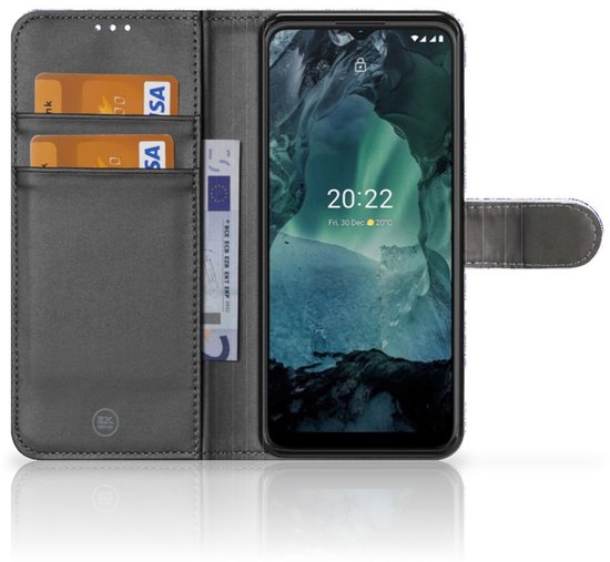 Étui style livre Nokia G11 | Coque Smartphone G21 Crâne d' Angel Blue