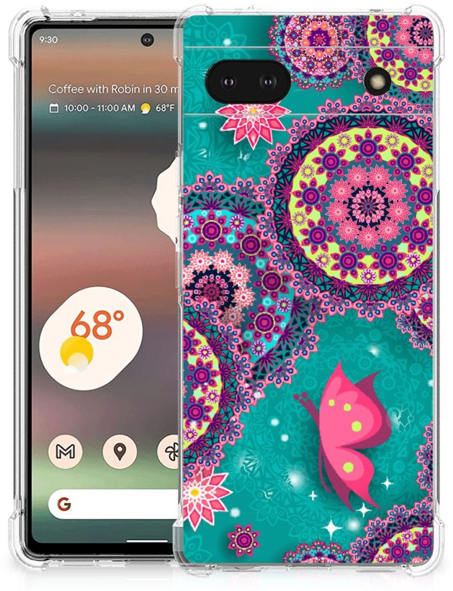 Google Pixel 6A Back Cover Cirkels en Vlinders