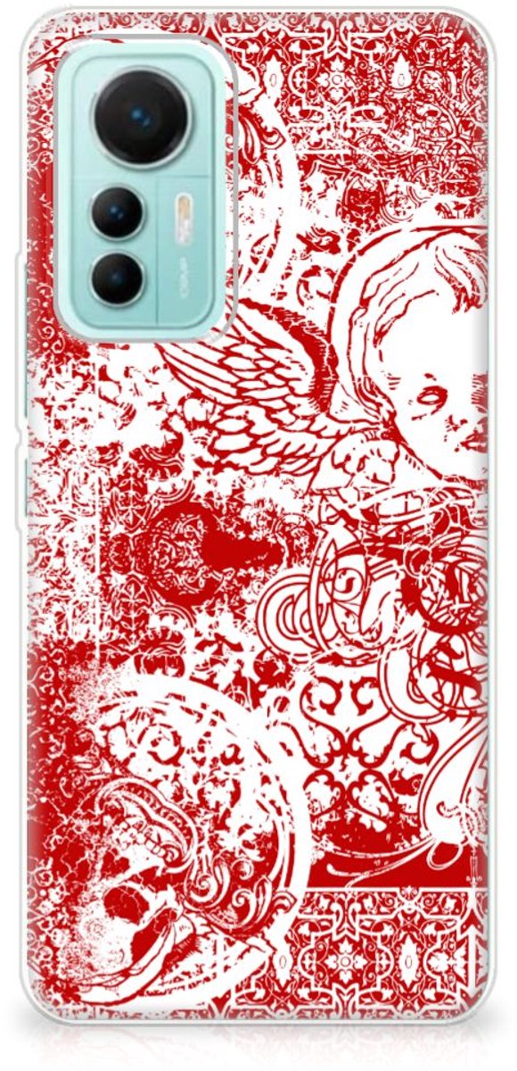 Silicone Back Case Xiaomi 12 Lite Angel Skull Rood