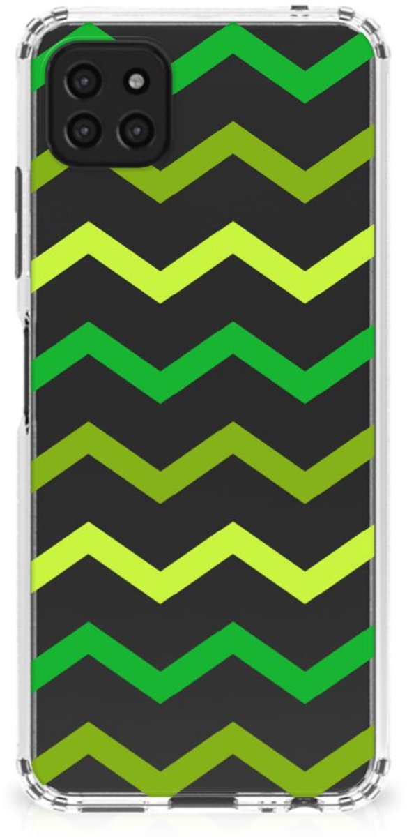 Samsung Galaxy A22 5G Doorzichtige Silicone Hoesje Zigzag Groen