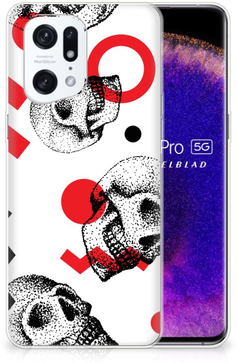 Silicone Back Case OPPO Find X5 Pro Skull Red