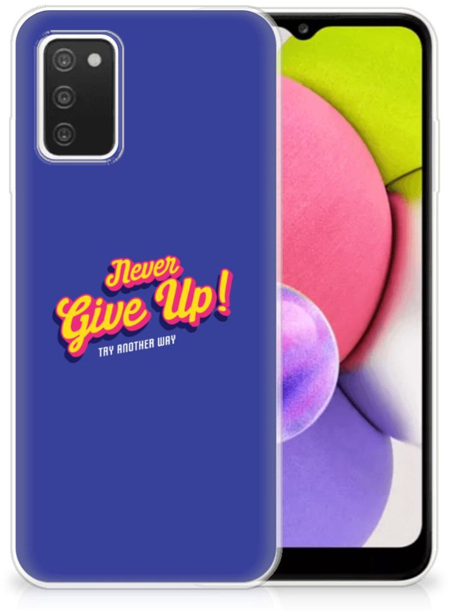 Samsung Galaxy A03S Siliconen hoesje met naam Never Give Up