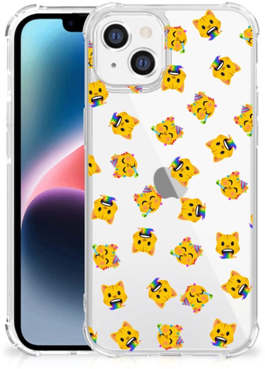 Doorzichtige Silicone Hoesje voor Apple iPhone 14 Plus Katten Emojis