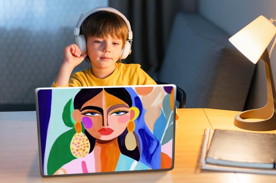 Laptop sticker - 13.3 inch - Portret - Vrouw - Modern - 31x22,5cm - Laptopstickers - Laptop skin - Cover