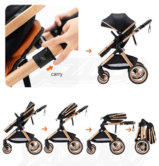 Kinderwagen - Wit - Buggy - Kinderwagen 3 In 1 - Kinderwagens & Buggy's - Kinderwagens - Baby - Buggy's - Plooibuggy - Buggy Inklapbaar - Kinderwagens - Kind - Kinderen - Baby - Baby's — afbeelding 4