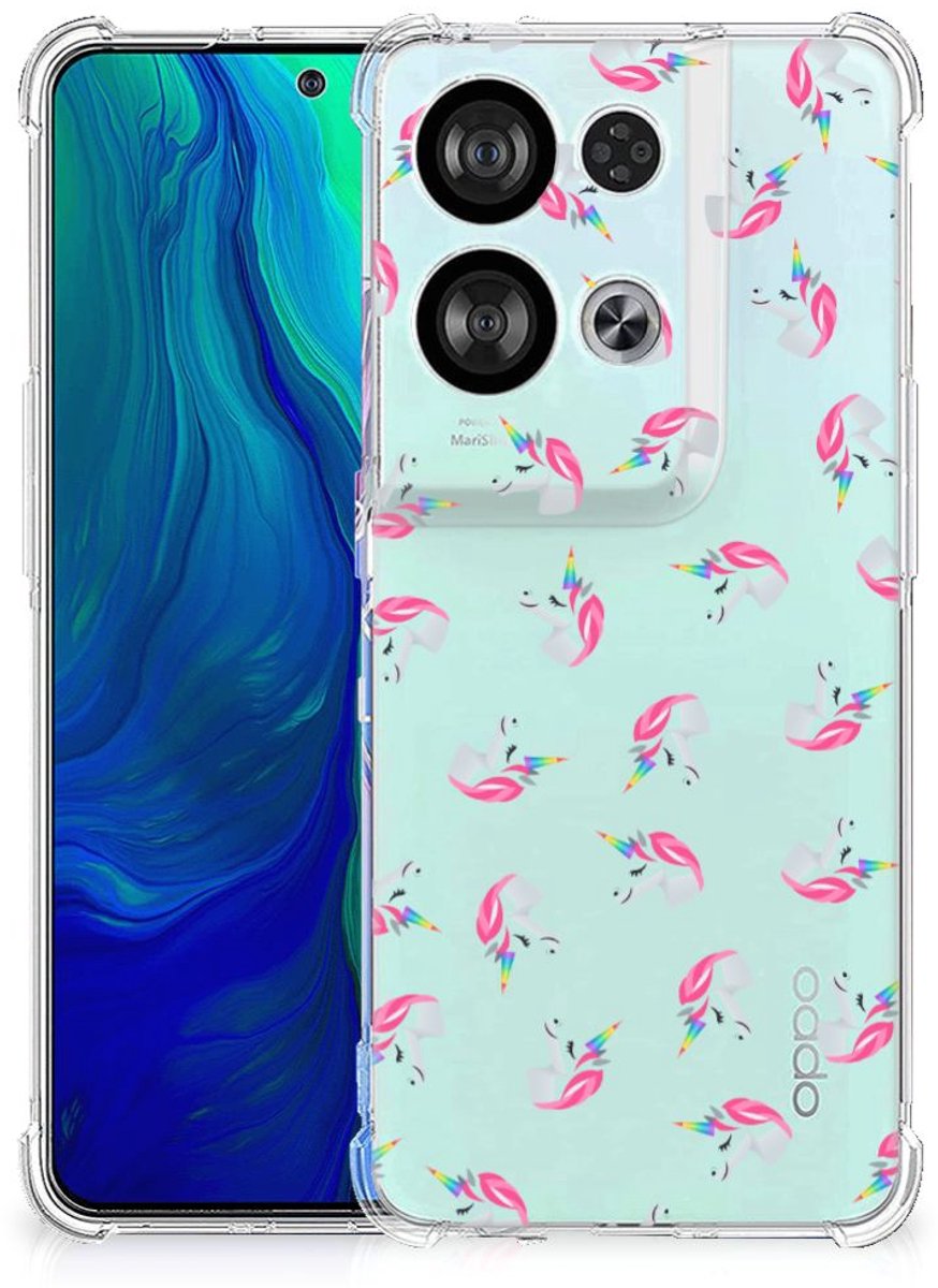 Back Cover voor Doorzichtige Silicone Hoesje voor OPPO Reno8 Unicorns