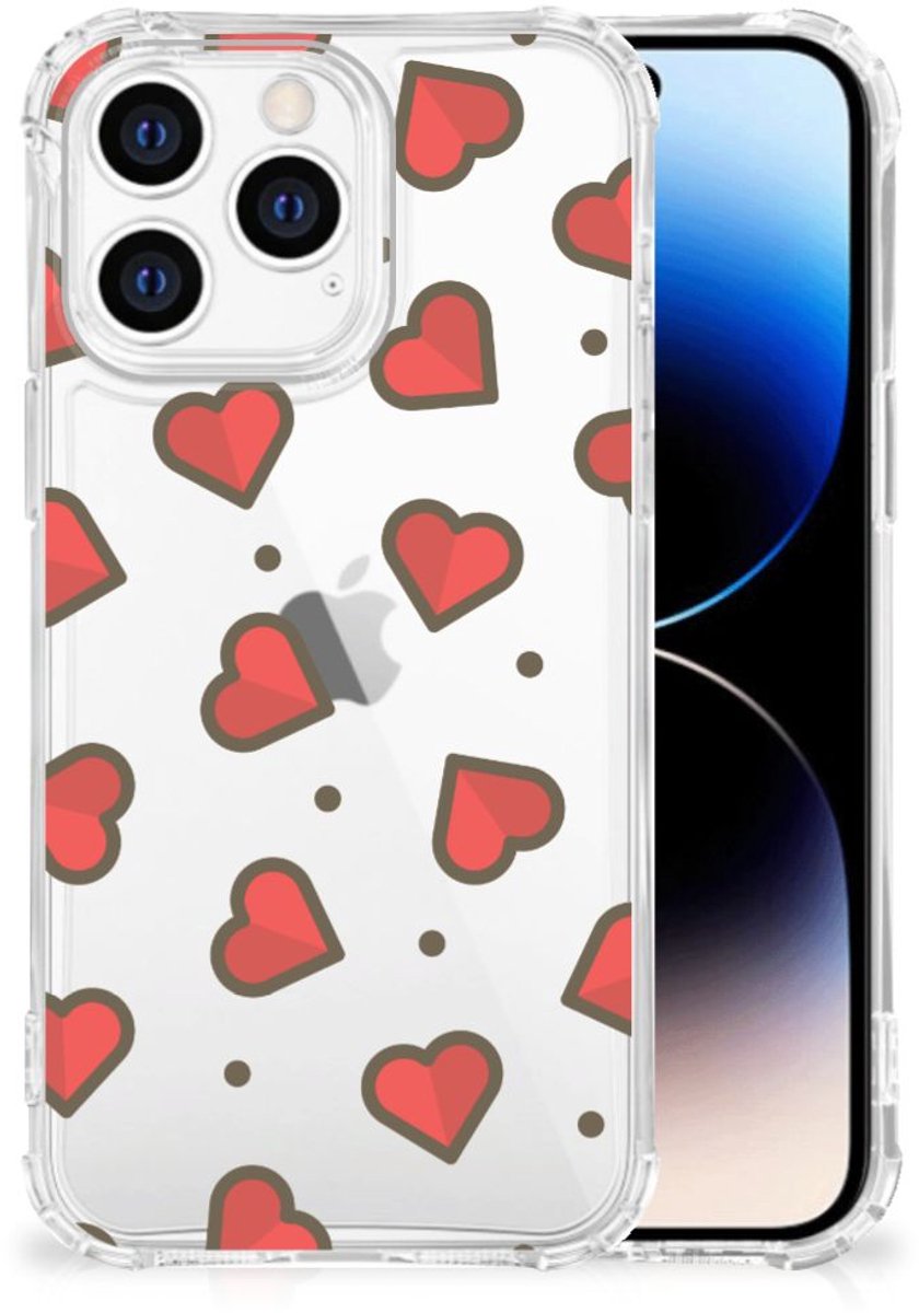 TPU Case Anti-Shock voor iPhone 14 Pro Doorzichtige Silicone Hoesje Hearts