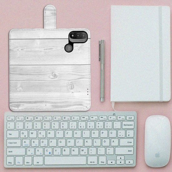 Portefeuille Motorola Moto E20 | E30 | E40 Housse pour Bois Blanc