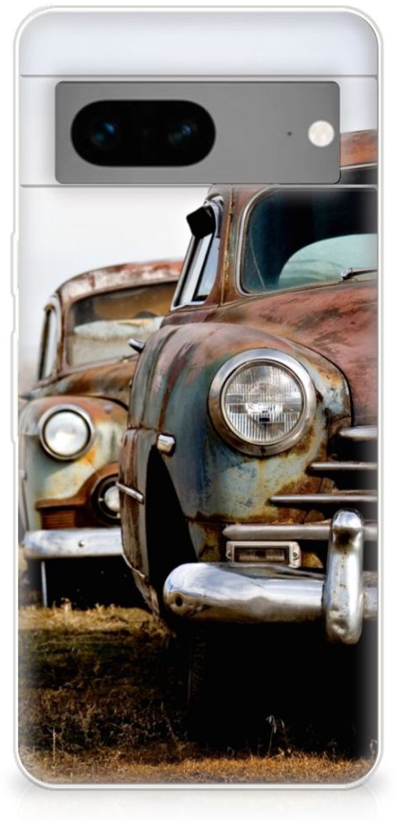 Back Cover voor Google Pixel 7 Siliconen Hoesje met foto Vintage Auto