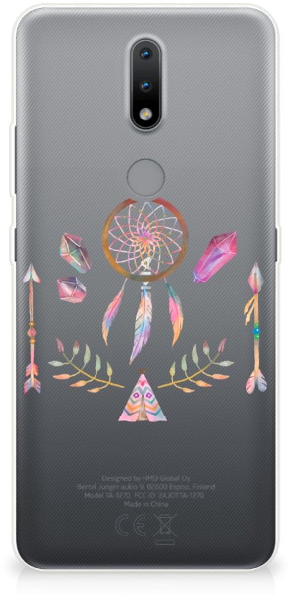 Nokia 2.4 Telefoonhoesje met Naam Boho Dreamcatcher
