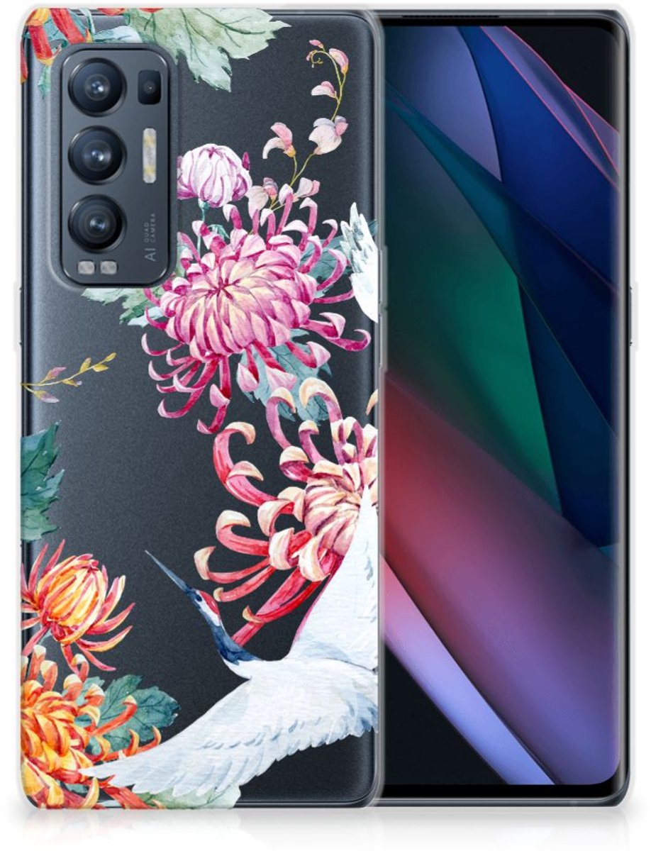 OPPO Find X3 Neo TPU Hoesje Bird Flowers