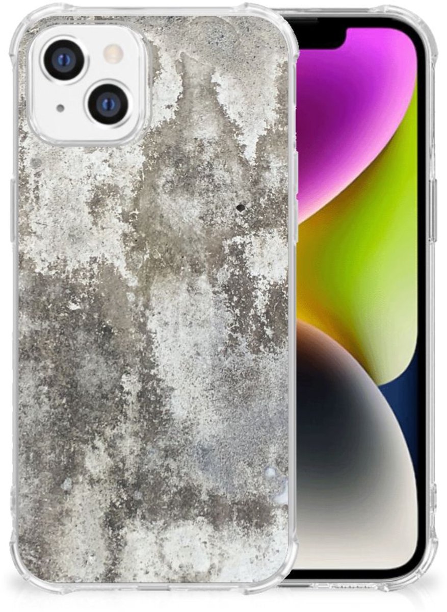Back Cover voor iPhone 14 Anti-Shock Hoesje Beton Print