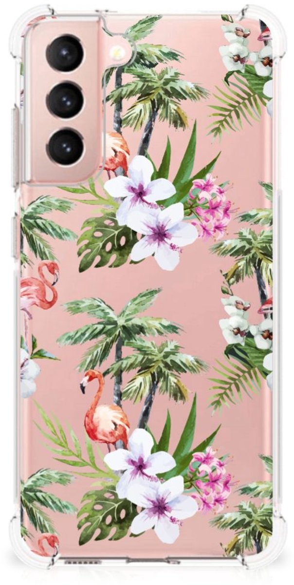 Samsung Galaxy S21 FE Case Anti-shock Flamingo Palms