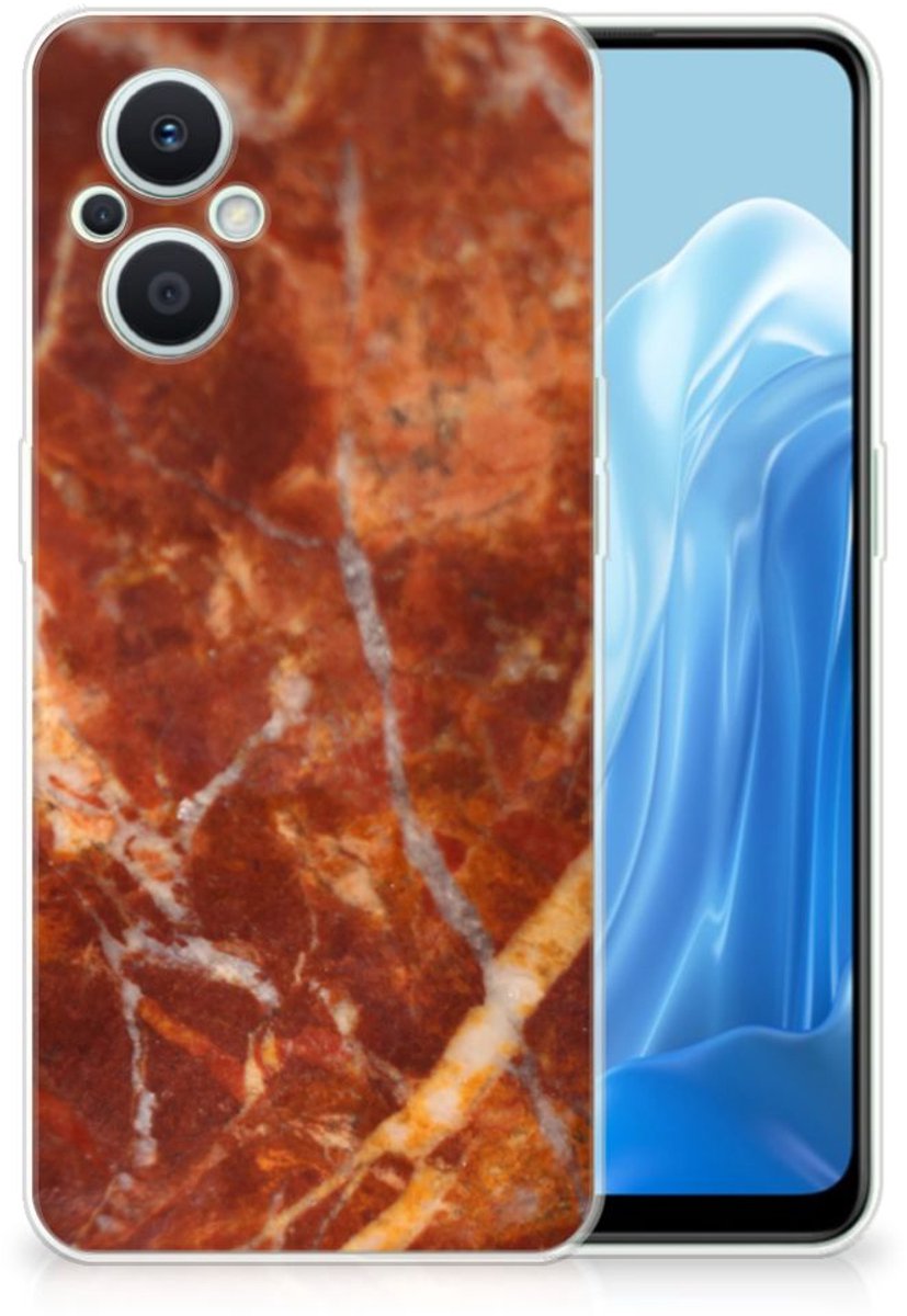 OPPO Reno8 Lite TPU Siliconen Hoesje Marmer Bruin