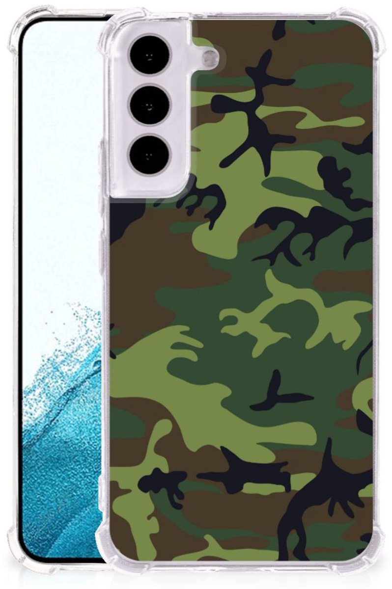 Samsung Galaxy S22 Doorzichtige Silicone Hoesje Army Dark