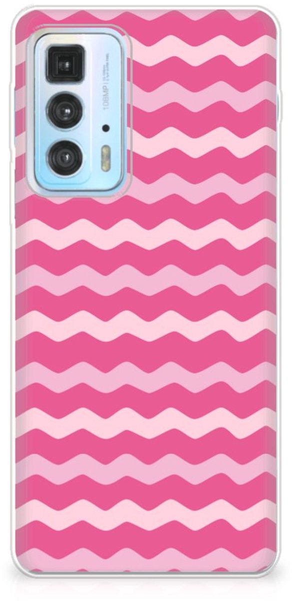 Back Cover voor Motorola Edge 20 Pro TPU bumper Waves Pink