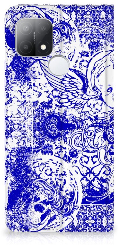 Coque Smartphone OPPO A15 Book Style Case Angel Skull Blue
