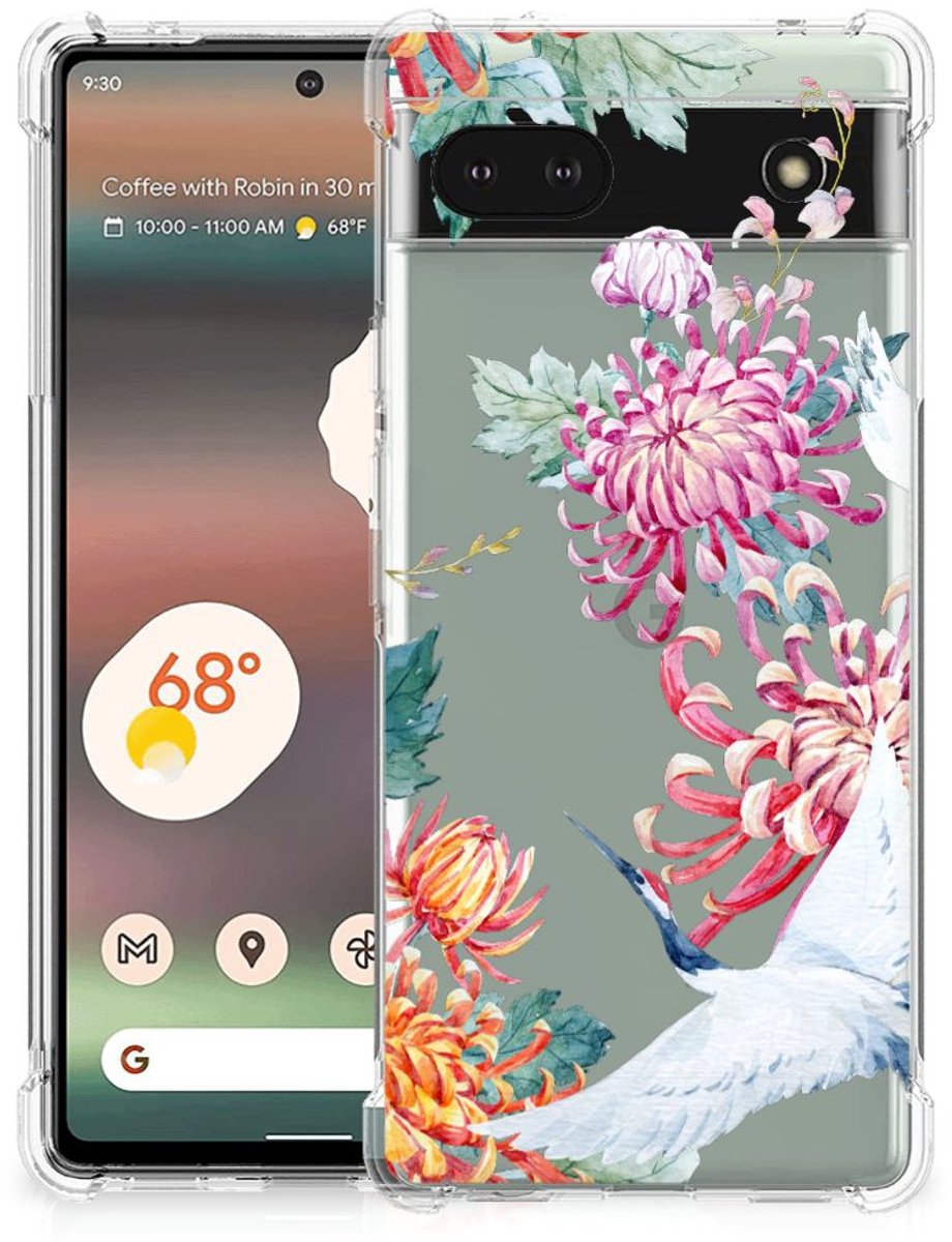 Google Pixel 6A Case Anti-shock Bird Flowers
