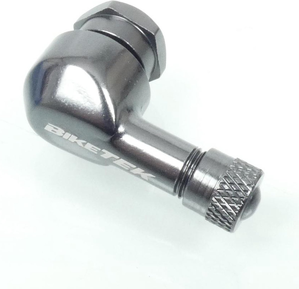 Valve alu Ø8.3mm à visser coudée 90° Biketek gun metal pour moto scooter Neuf