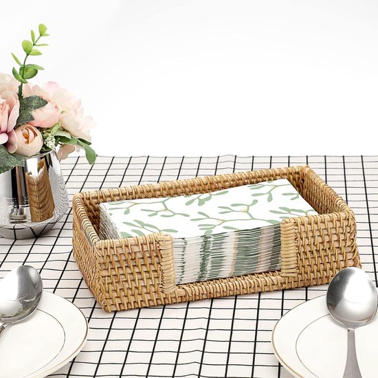 Bamboe servethouder vierkant, 19 x 19 x 6,3 cm, houten servetlade