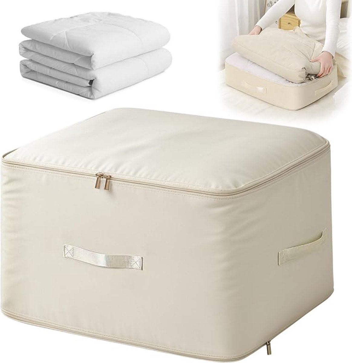 La'Moussawi ® Zelfcomprimerende Grote Organizer Tas voor Dekbedden en Meer in Beige