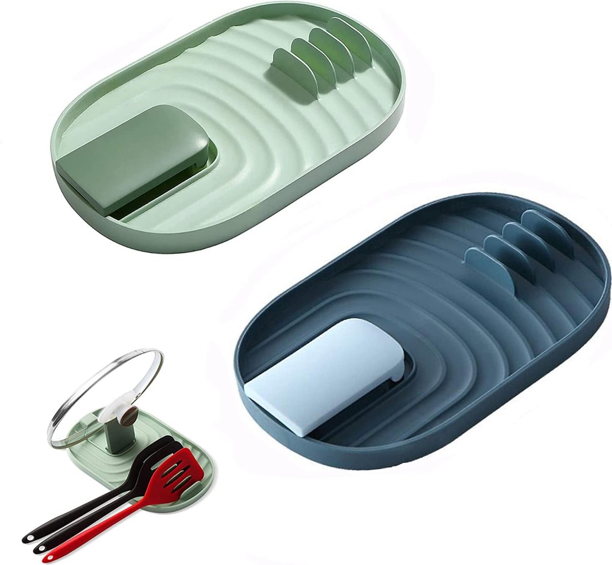 Goodivery ® Multifunctionele 2-in-1 Keuken Organizer voor Deksel en Lepel - Blauw en Groen