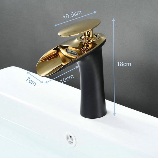 Robinet de lavabo Goodivery ® Robinets de salle de bain Robinet mitigeur de salle de bain Robinet de lavabo pour salle de bain Messing (Zwart et or) votre salle de bain, Messing