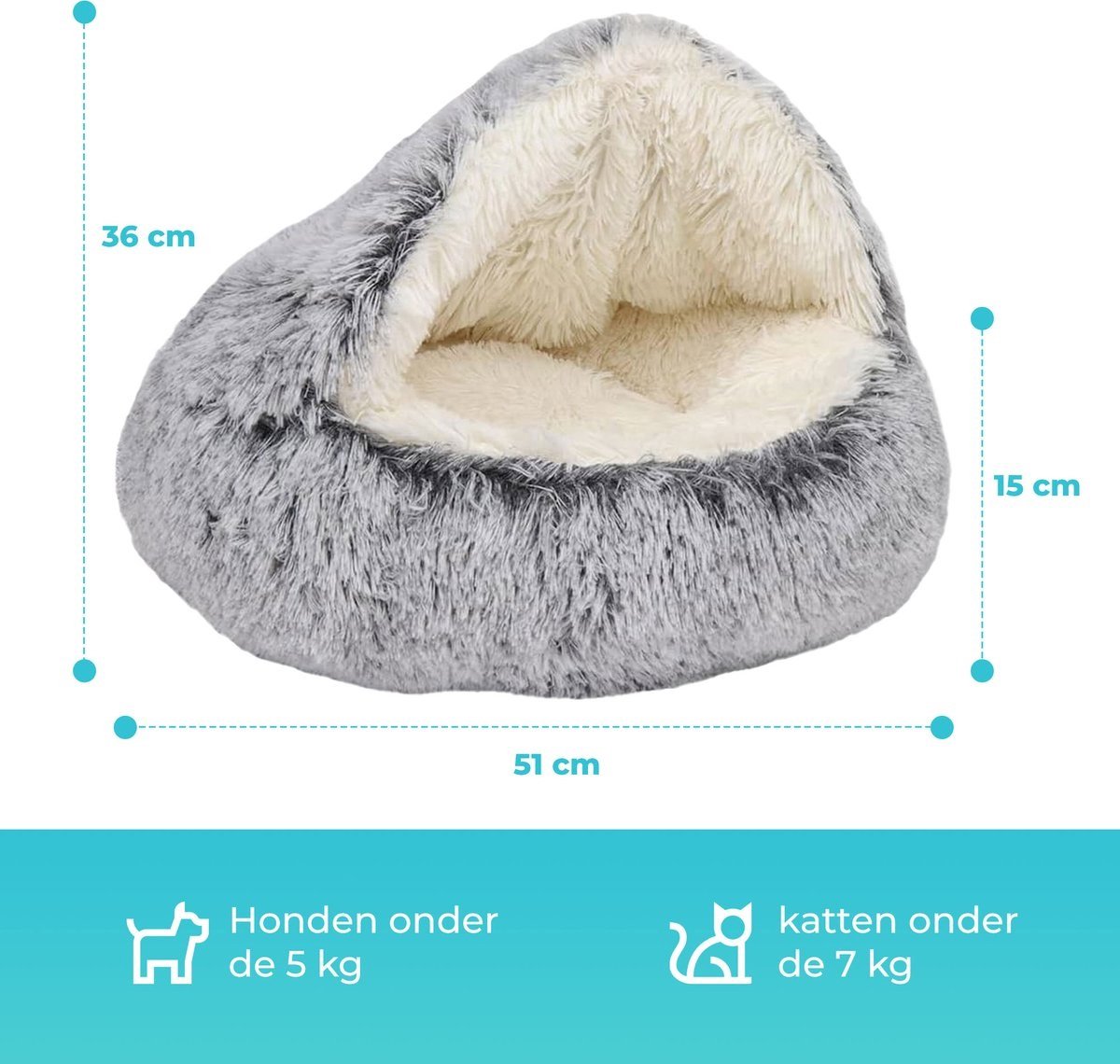 Kattenmand - Kattenbed - Kattenmandje Poes - Kattentunnel Pluche - Poezenmand - Kattenspeelgoed - Reismand Kat - Inclusief 3 Kattenspeeltjes – foto 8
