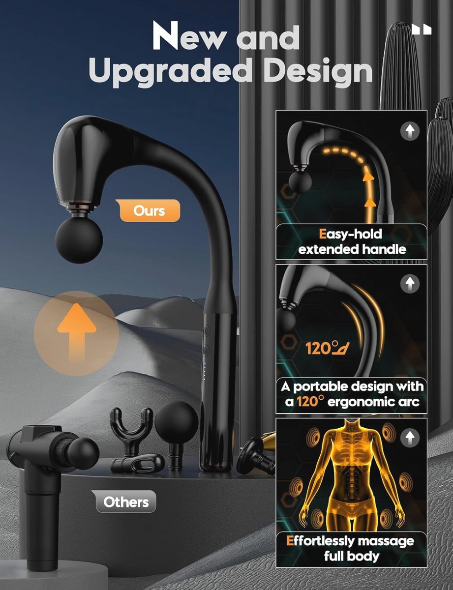 Afbeelding 3 van Diep Weefsel Massagepistool met 16 mm Massagekop voor Pijnverlichting - Draagbaar en Ergonomisch