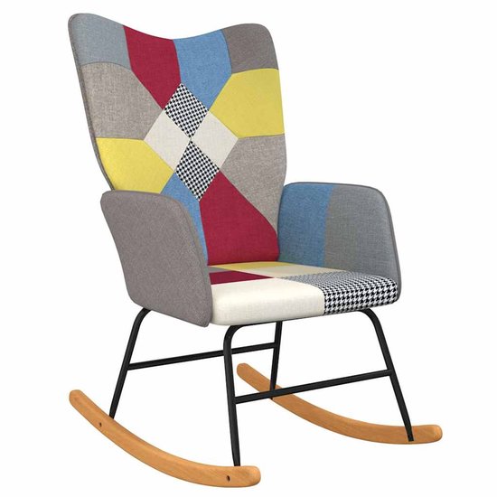 vidaXL Chaise à bascule Patchwork - Fauteuil - 61 x 78 x 98 cm - Multicolore - Chaise à bascule