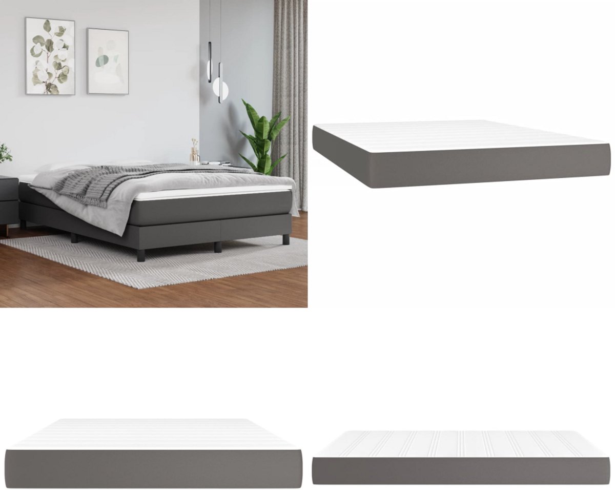 vidaXL Pocketveringmatras 140x200x20 cm kunstleer grijs - Pocketveringmatras - Pocketveringmatrassen - Matras - Pocketvering Matras