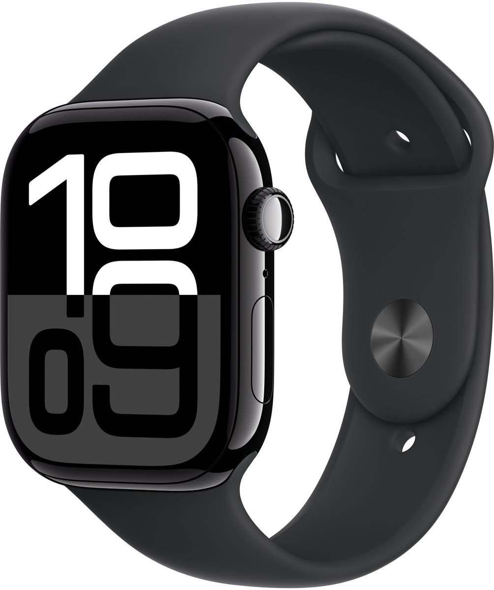 Apple Watch Series 10 46mm Zwart Sportband S/M