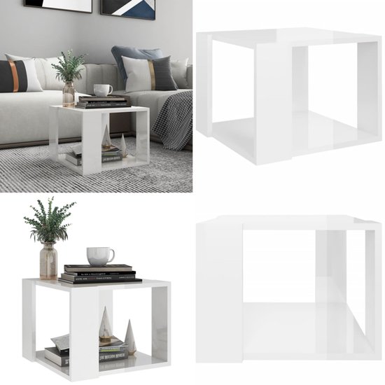 Salontafel 102x55x42 cm bewerkt hout wit Salontafel 102x55x42 cm bewerkt hout wit