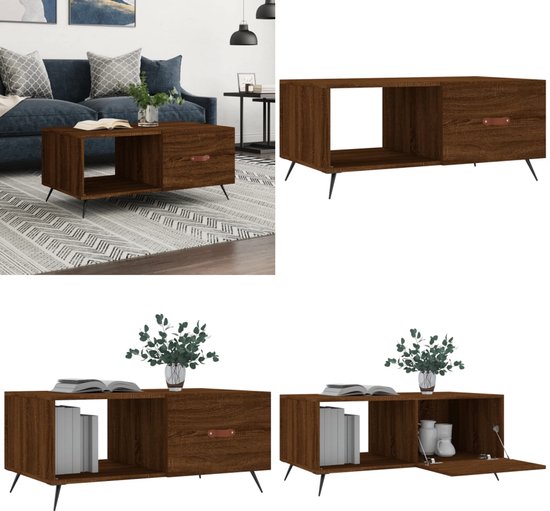 Salontafel 100x49,5x31 cm bewerkt hout bruineikenkleurig