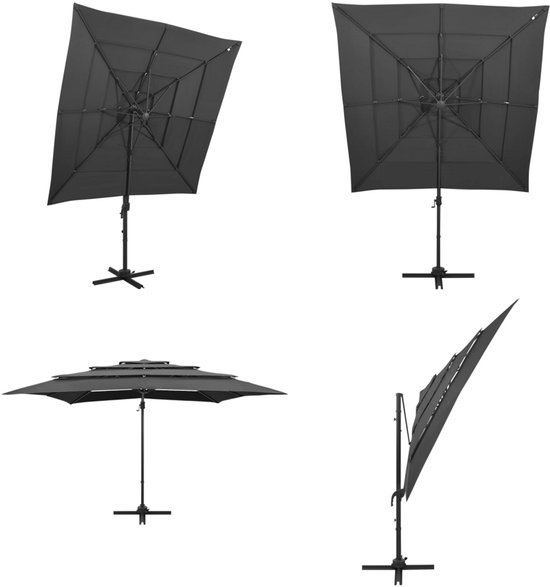 Parasol met houten paal 300x300x273 cm azuurblauw | -nl
