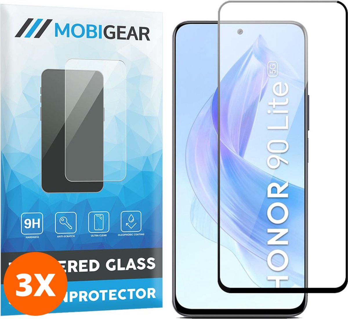 Mobigear Screenprotector geschikt voor Honor 90 Lite Glazen | Mobigear Premium Screenprotector - Case Friendly (3-Pack)