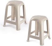 Forte Plastics Keukenkrukje/opstapje - 2x - Handy Step - taupe - kunststof - 37 x 37 x 46 cm