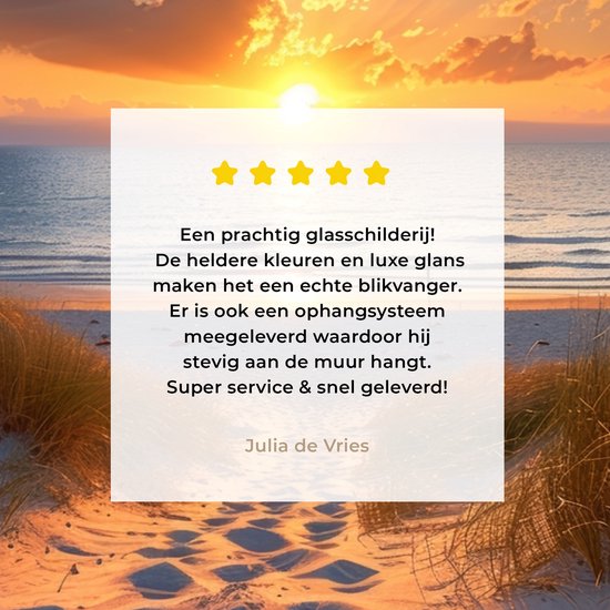 MuchoWow® Peinture sur verre 30x20 cm - Peinture sur verre acrylique - Vue à travers - Plage - Dunes - Coucher de soleil - Photo sur verre - Décoration murale salon - Décoration murale chambre - Peintures