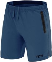 TCA Elite trainingsbroek heren - Korte sportbroek heren - Joggingbroek kort voor gym of fitness - Hardloopbroek heren -Sport shorts met ritszakken - Lichtblauw, L