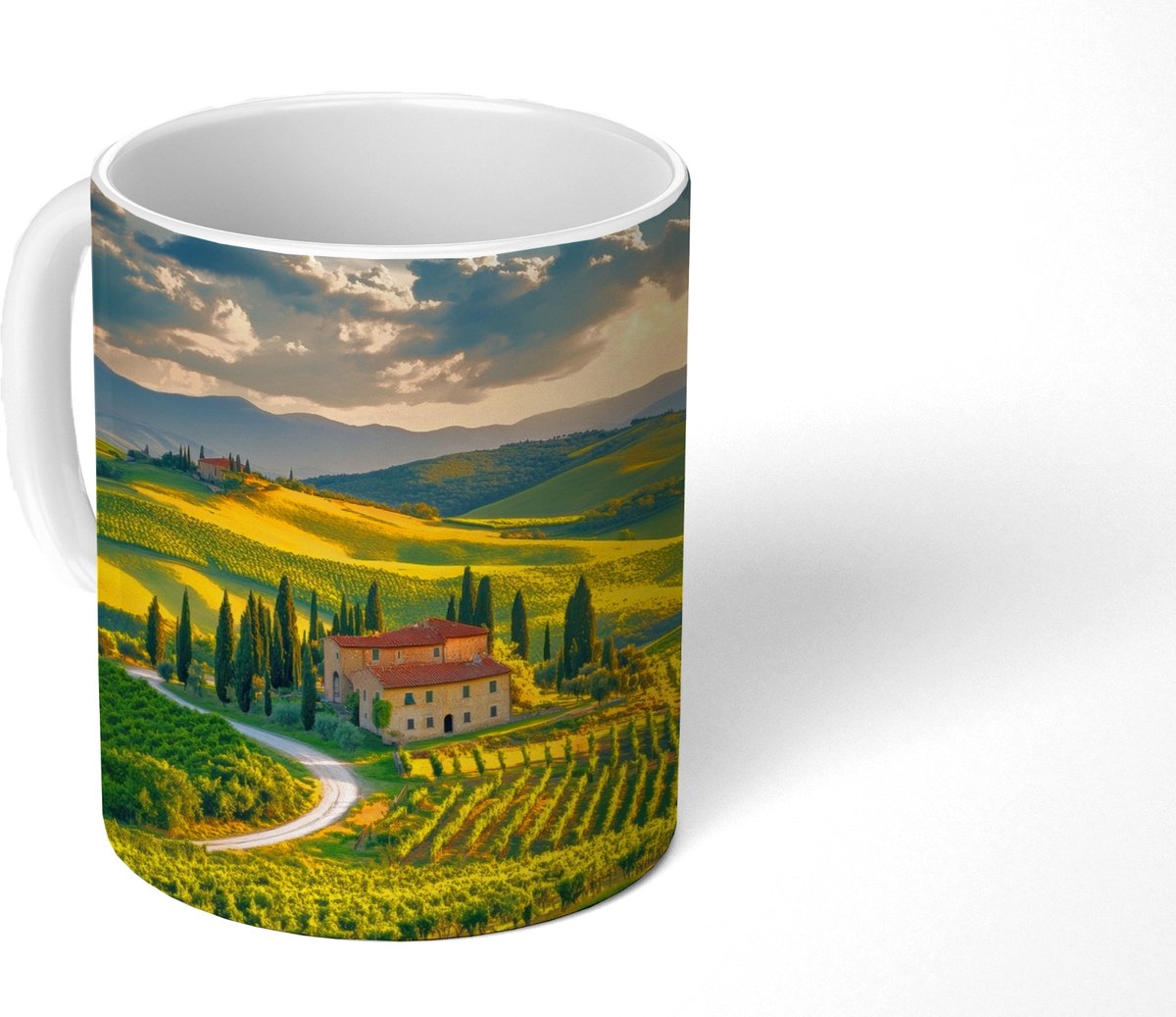 Mok - Koffiemok - Toscane - Landschap - Wijngaarden - Mokken - 350 ML - Beker - Koffiemokken - Theemok
