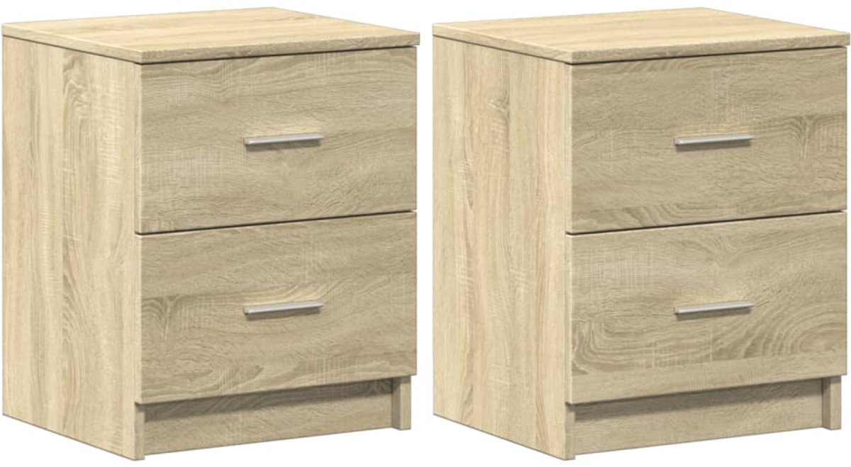 vidaXL Nachtkastjes - 2 - st - met - 2 - lades - 40x36x50 - cm - sonoma - eikenkleurig sonoma eiken