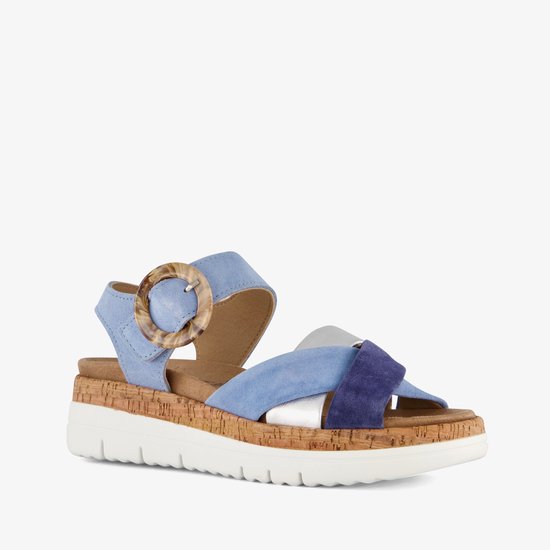 Hush Puppies leren dames sandalen blauw - Maat 39 - Uitneembare zool