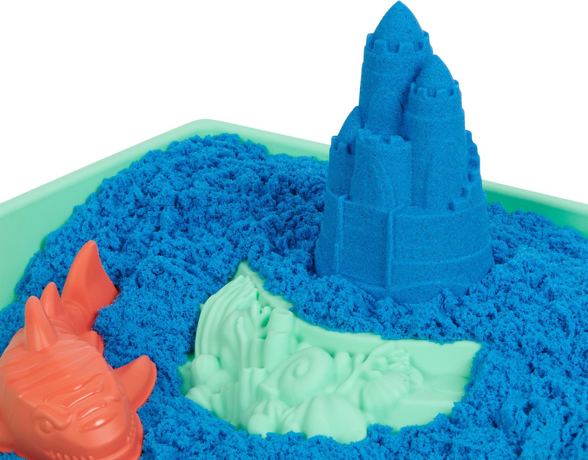 Kinetic Sand - Zandbak-set met 454 g blauw origineel Kinetic Sand - opbergzandbak 4 vormen en gereedschap - Sensorisch speelgoed — afbeelding 2